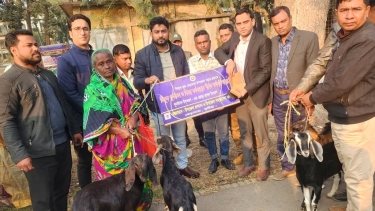 ভেড়ামারায় ভিক্ষুকদের মাঝে ছাগল বিতরণ