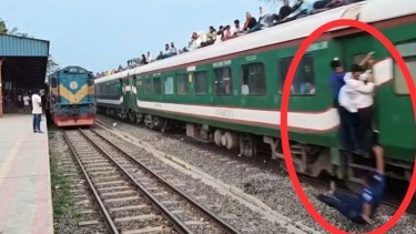 চাটমোহরে চলন্ত ট্রেন থেকে ছিটকে পড়ে পুলিশ সদস্য আহত
