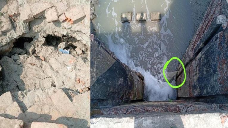কয়রায় নদীর পানির চাপে দুর্বল স্লুইস গেট, বাড়ছে ধসের আশঙ্কা
