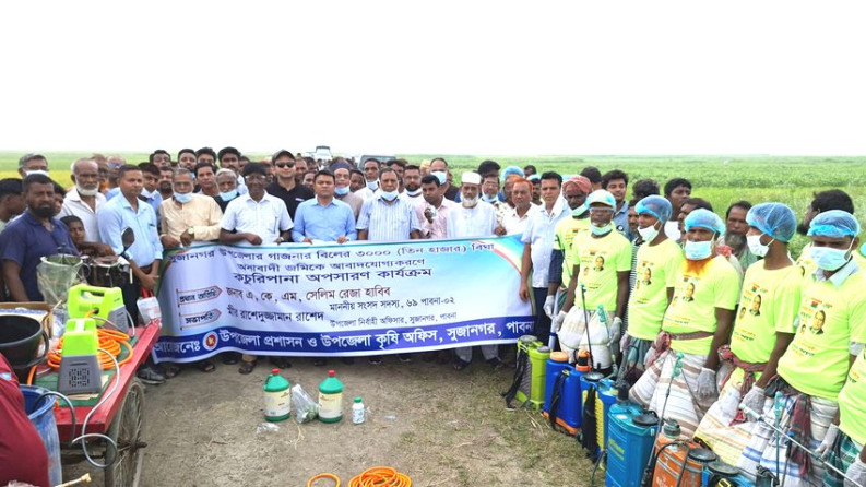 ঐতিহ্যবাহী গাজনার বিলে স্বেচ্ছাশ্রমের মাধ্যমে কচুরিপানা অপসারণ কার্যক্রম শুরু