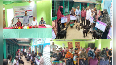 লালমোহনে দ্বীপ উন্নয়ন সোসাইটির উদ্যোগে হতদরিদ্রদের মাঝে ছাগল বিতরণ