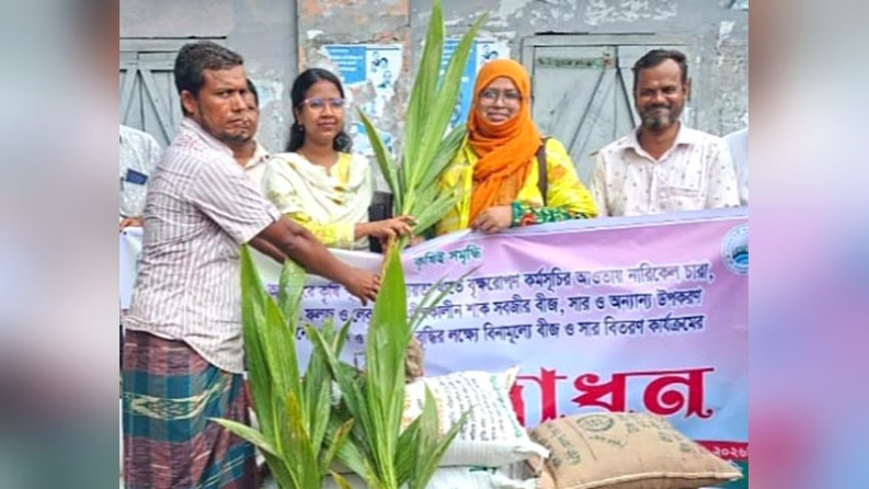 কাঁঠালিয়ায় বিনামুল্যে সারবীজ চারা বিতরণ